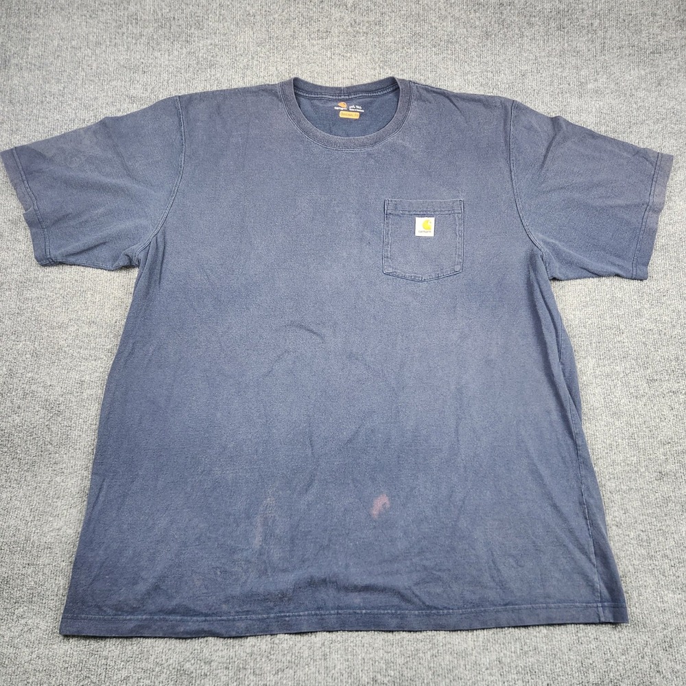 Carhartt Mens K87 Pocket T-Shirt 2XL Tall Blue Original Fit Faded Workwear Tee